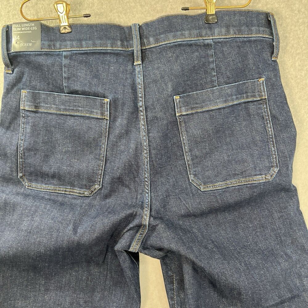 J.Crew Slim Wide‑Leg Jeans Womens 34 actual 39x29  All‑Day Stretch NWT dark - Picture 14 of 15